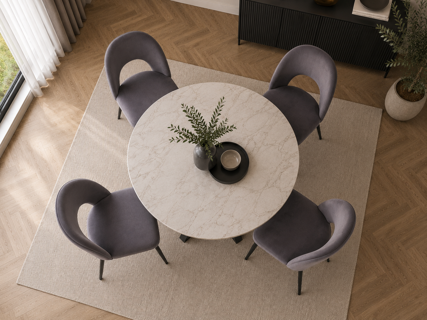 Lot de chaises TEDDY métal noir velours #couleur_anthracite