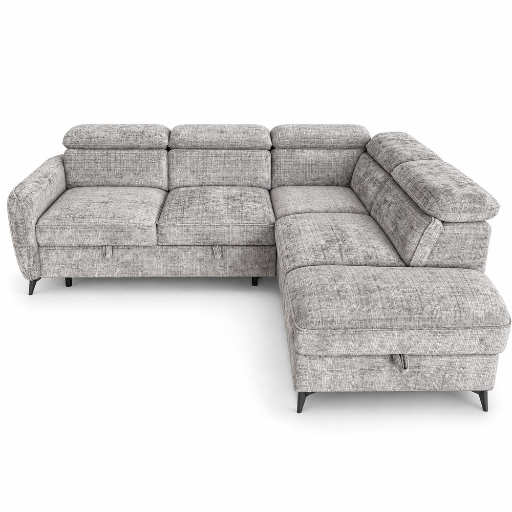 Canapé d’angle droit convertible avec coffre en tissu Cremona anthracite – Bari