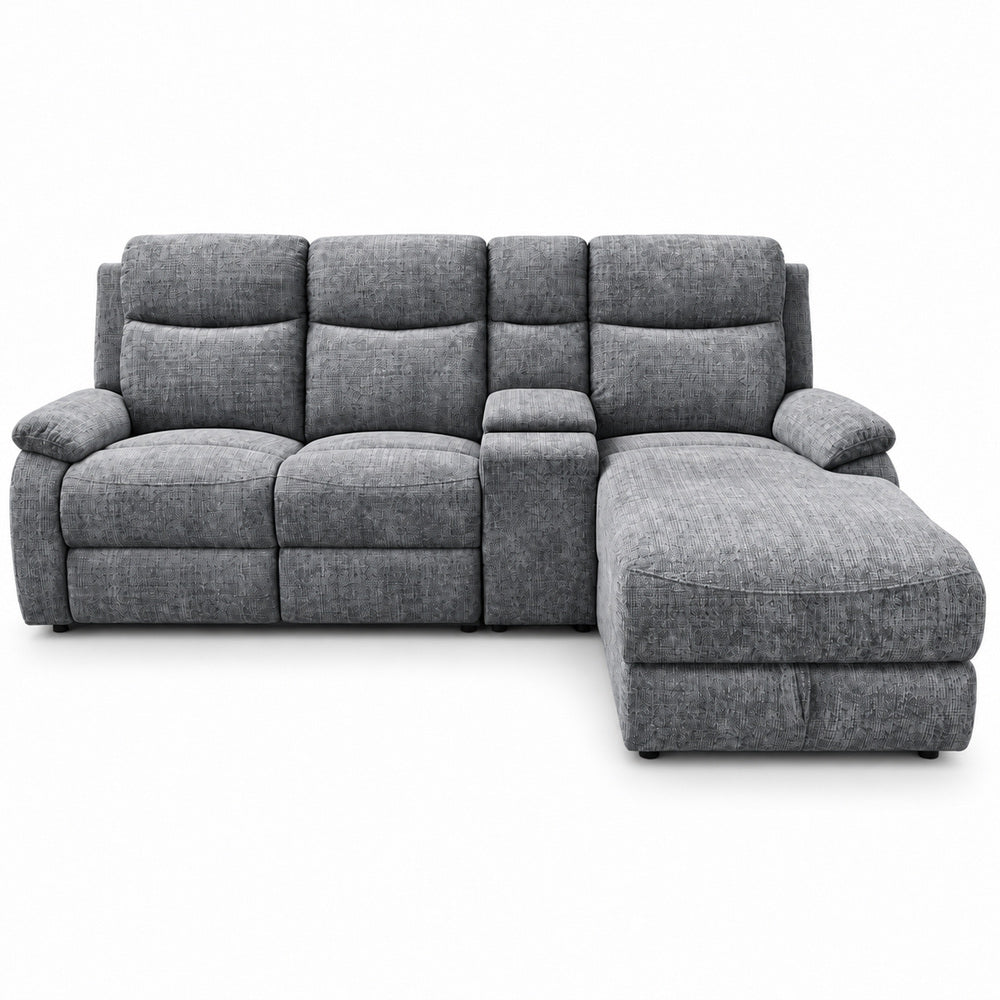 Canapé d’angle droit avec coffre et fonction relax en tissu Cremona anthracite – Cosmo