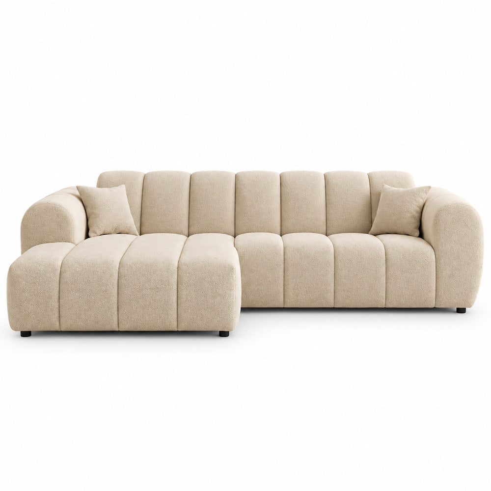 Canapé d’angle gauche en tissu Cremona beige 270 x 156 cm – Astrus