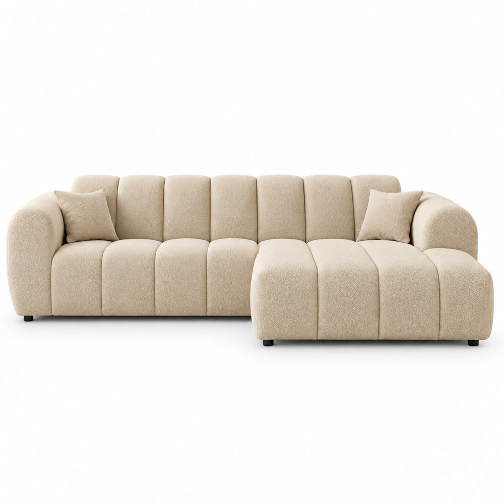 Canapé d’angle droit en tissu Cremona beige 270 x 156 cm – Astrus