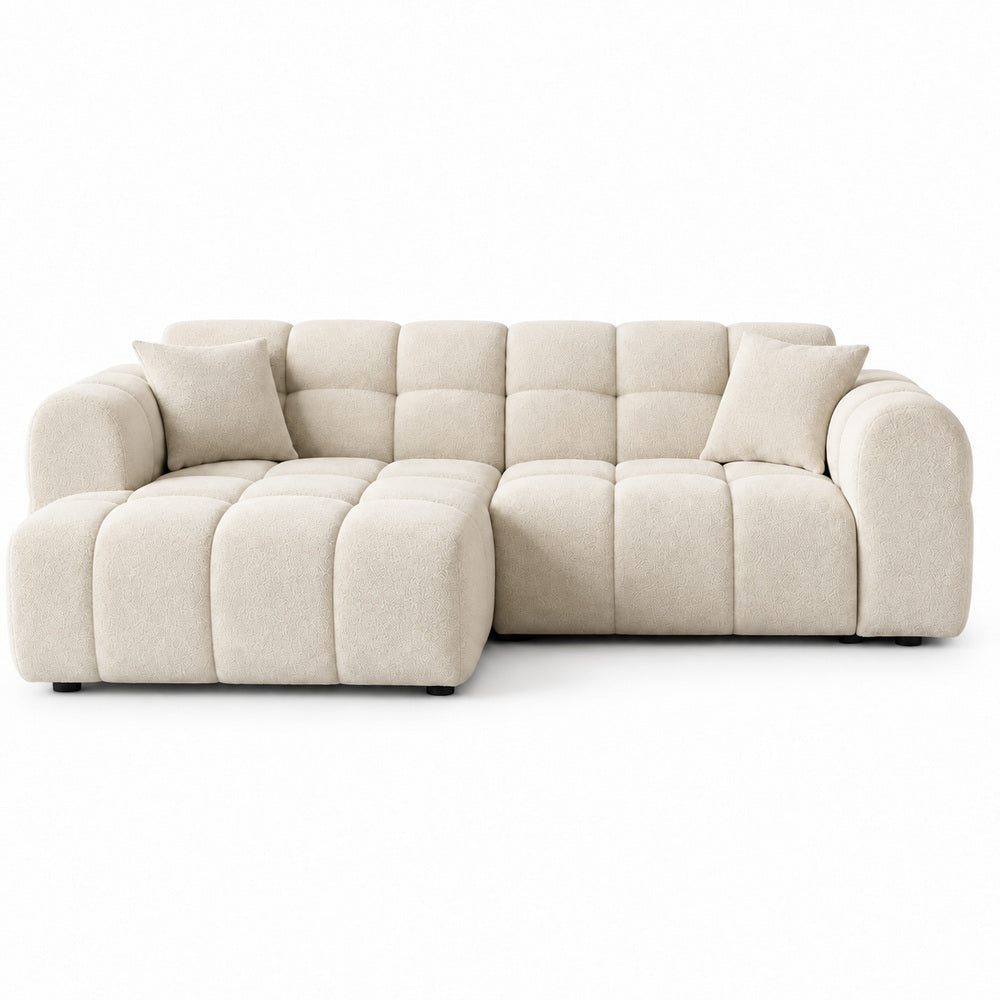 Canapé d’angle gauche en tissu Cremona beige 240 x 153 cm – Mini Bubble