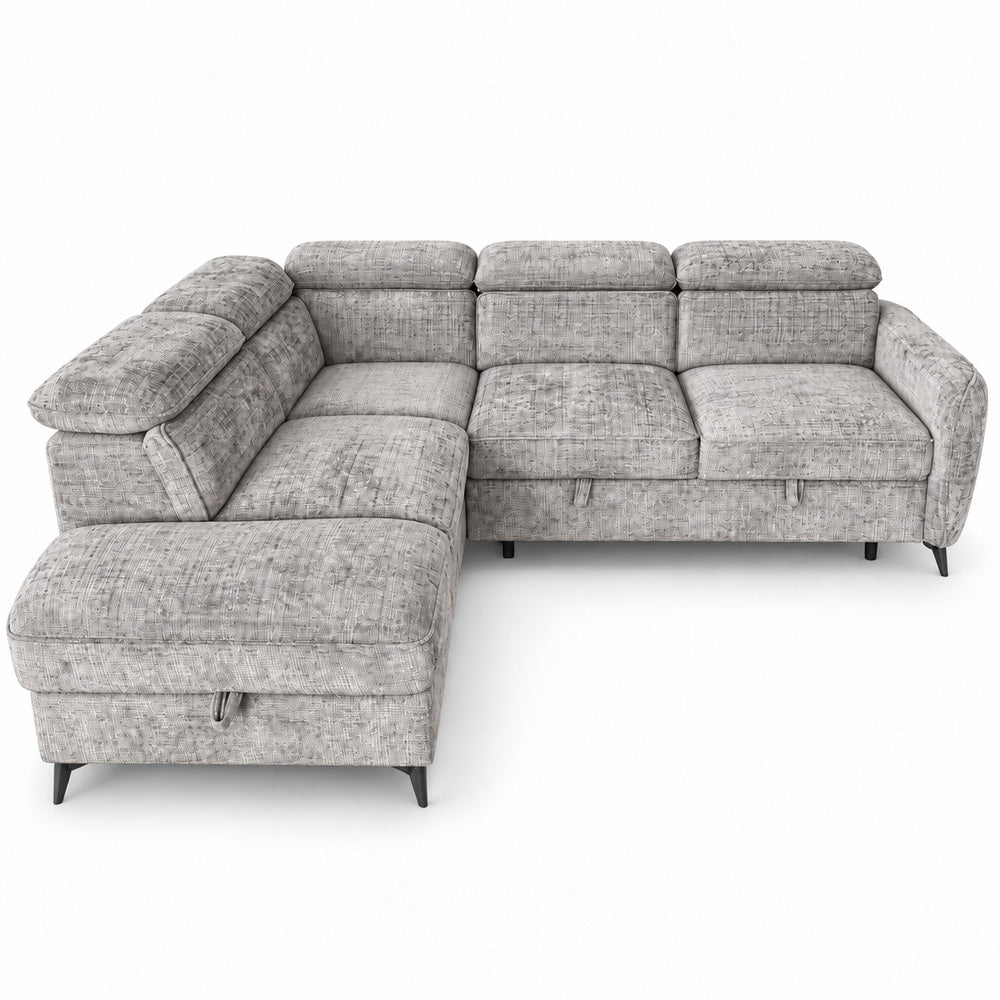 Canapé d’angle gauche convertible avec coffre en tissu Cremona anthracite – Bari