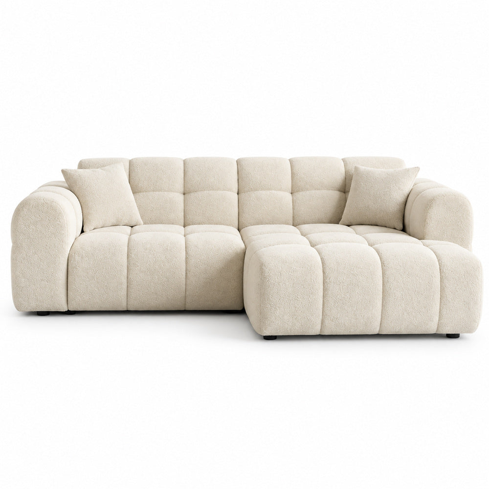 Canapé d’angle droit en tissu Cremona beige 240 x 153 cm – Mini Bubble