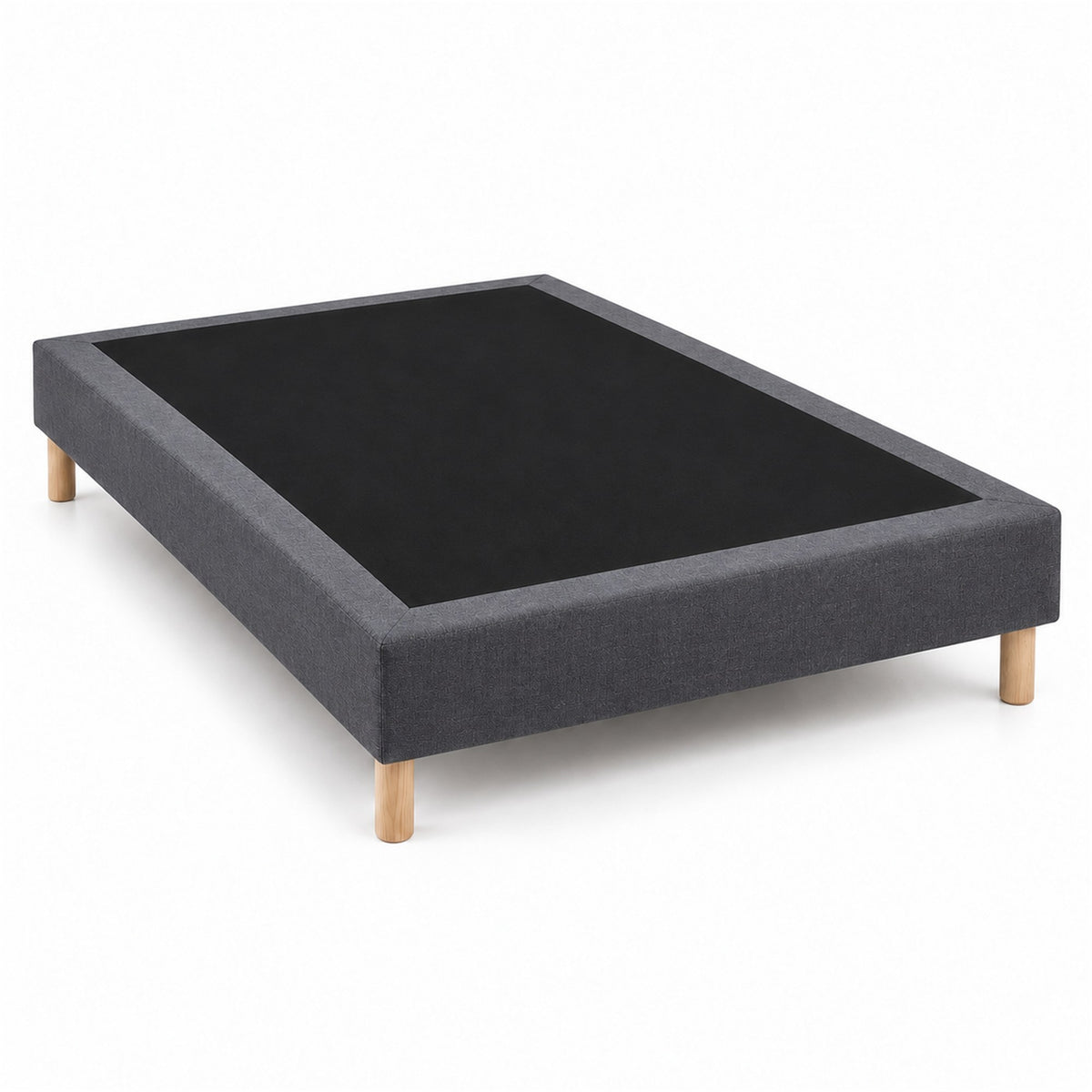 Sommier tapissier déco 160x200 cm Gris - Hauteur 35 cm - Caisse 20 cm - Pieds Inclus
