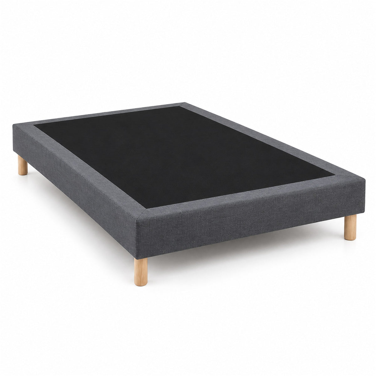 Sommier tapissier déco 140x190 cm Gris - Hauteur 30 cm - Pieds inclus
