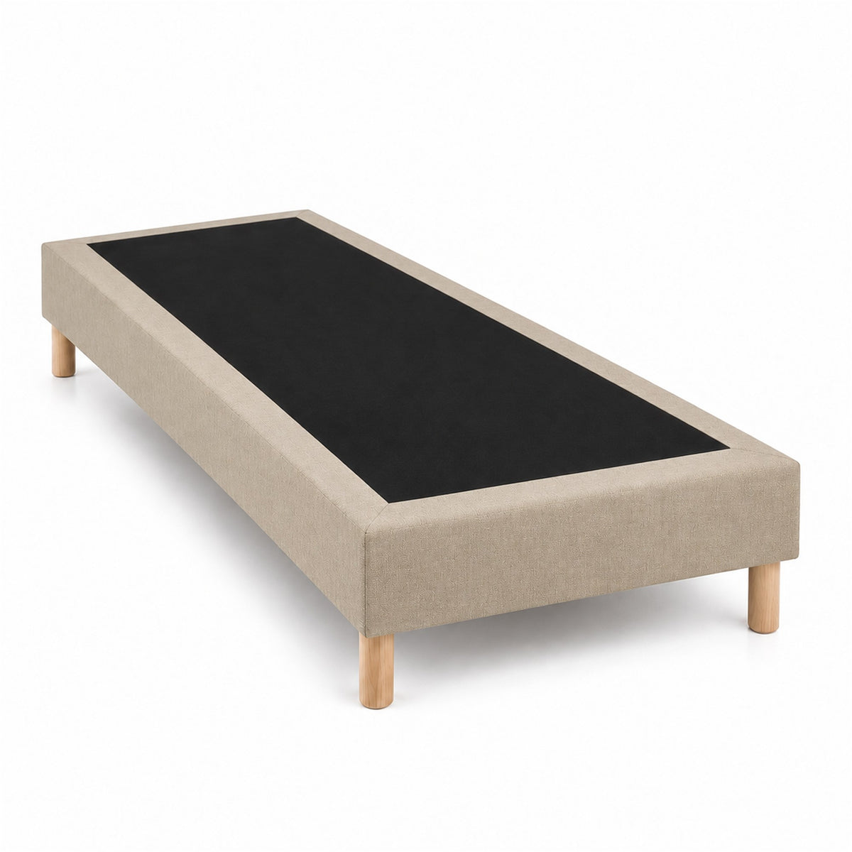 Sommier tapissier déco 80x200 cm Beige - Hauteur 35 cm - Caisse 20 cm - Pieds inclus