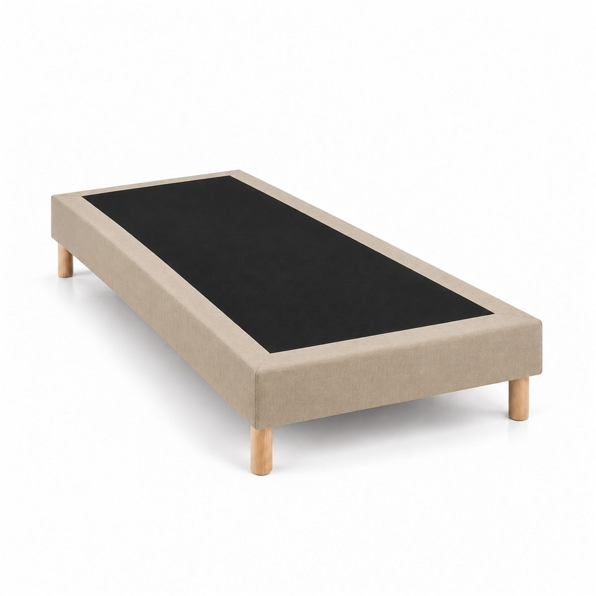 Sommier tapissier déco 90x190 cm Beige - Hauteur 30 cm - Pieds inclus