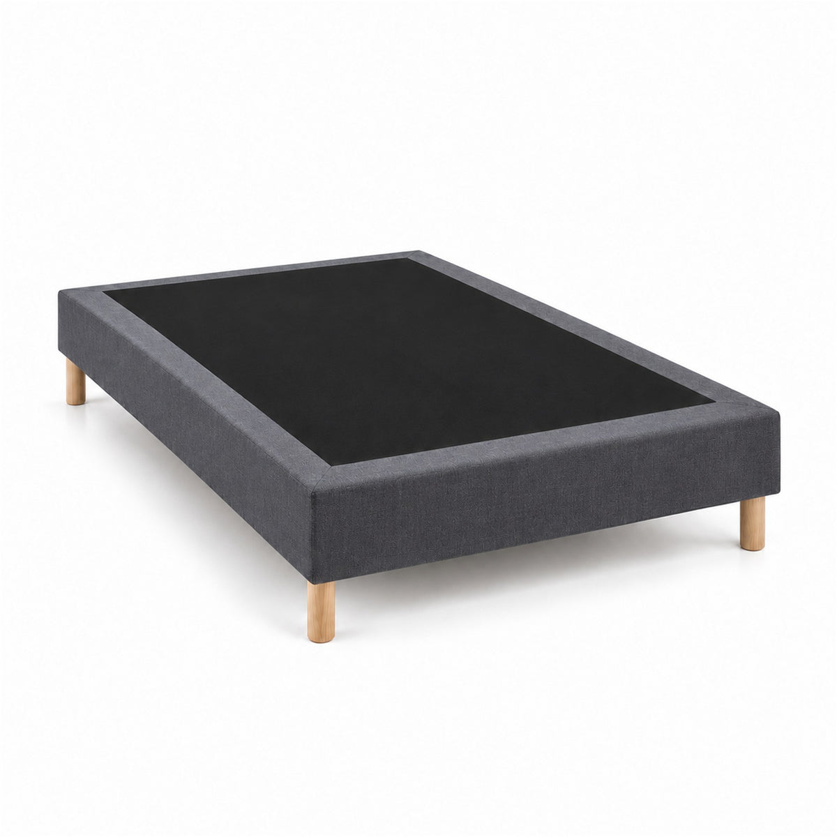 Sommier tapissier déco 140x190 cm Gris - Hauteur 35 cm - Caisse 20 cm - Pieds inclus