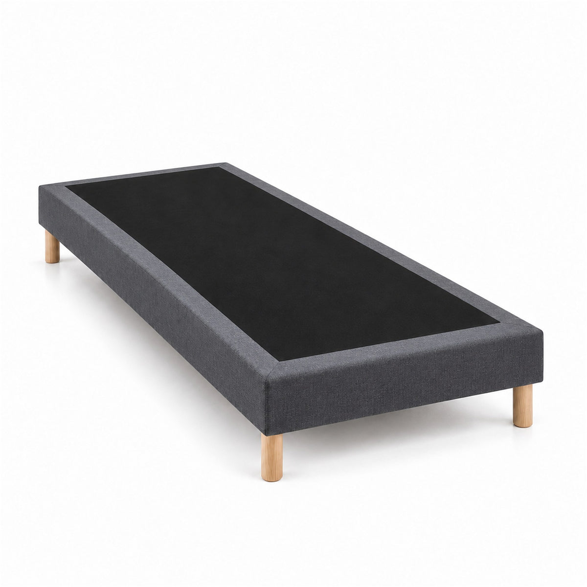 Sommier tapissier déco 90x200 cm Gris - Hauteur 30 cm - Pieds inclus