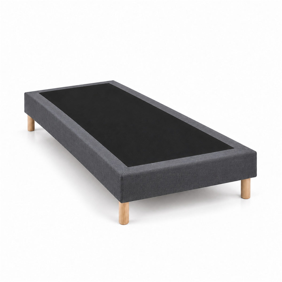 Sommier tapissier déco 90x190 cm Gris - Hauteur 30 cm - Pieds inclus