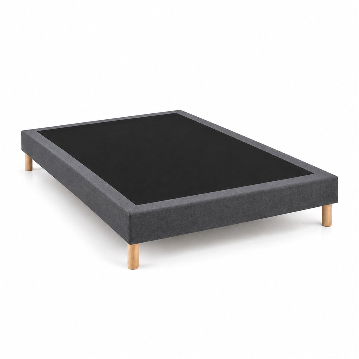 Sommier tapissier déco 160x200 cm Gris - Hauteur 30 cm - Pieds inclus