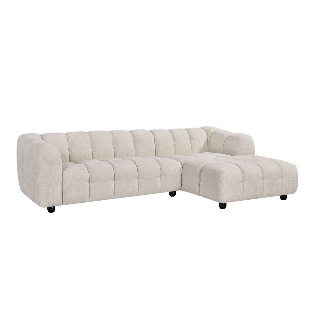 Canapé d’angle droit en tissu Cremona beige 278 x 168 cm – Monaco