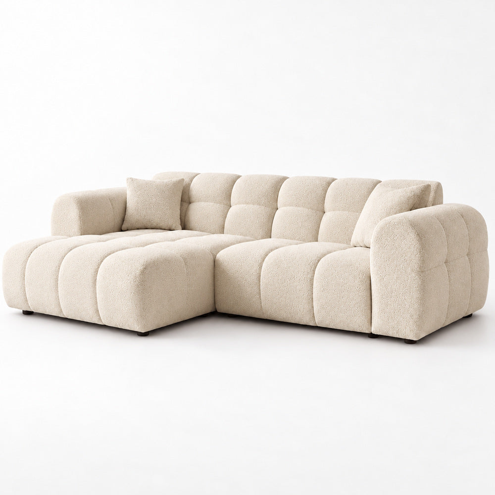 Canapé d’angle gauche en tissu Cremona beige 240 x 153 cm – Mini Bubble