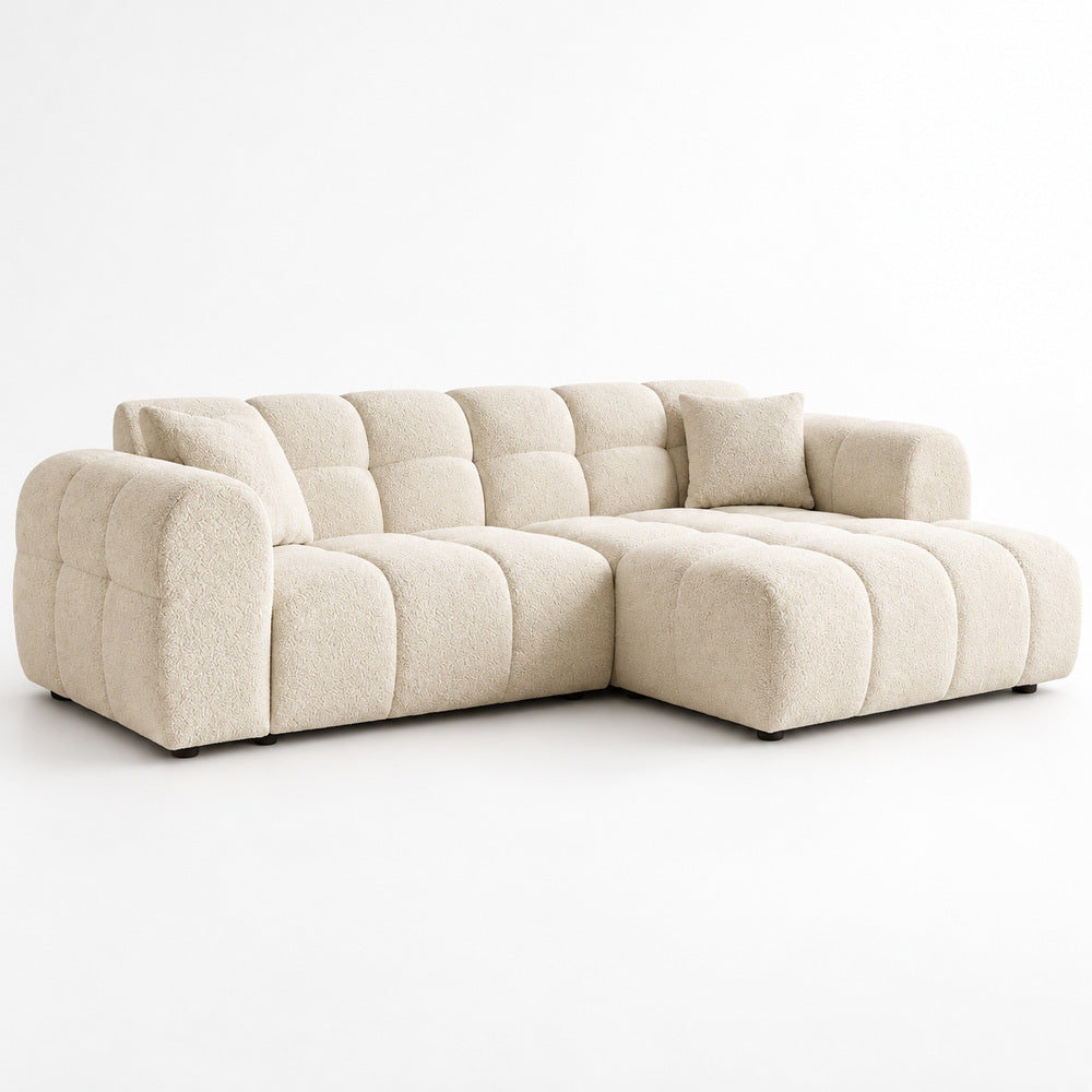 Canapé d’angle droit en tissu Cremona beige 240 x 153 cm – Mini Bubble