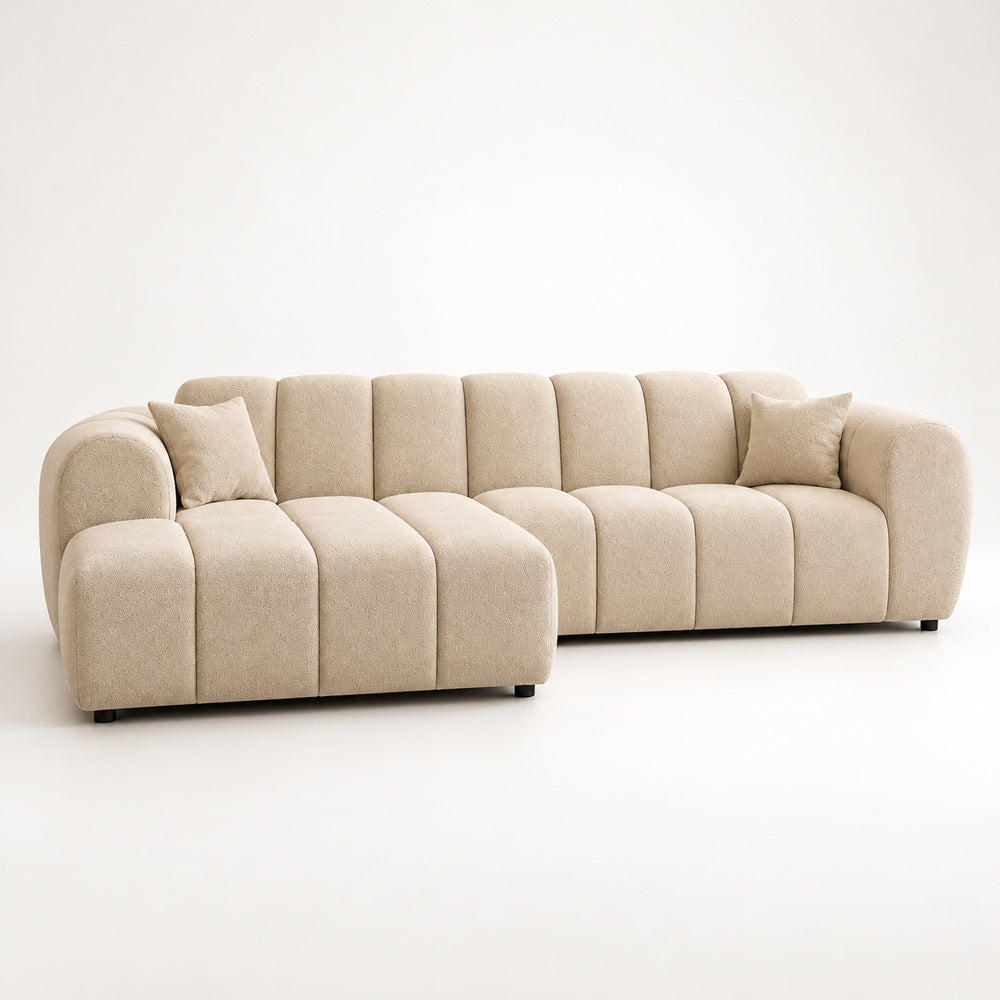 Canapé d’angle gauche en tissu Cremona beige 270 x 156 cm – Astrus
