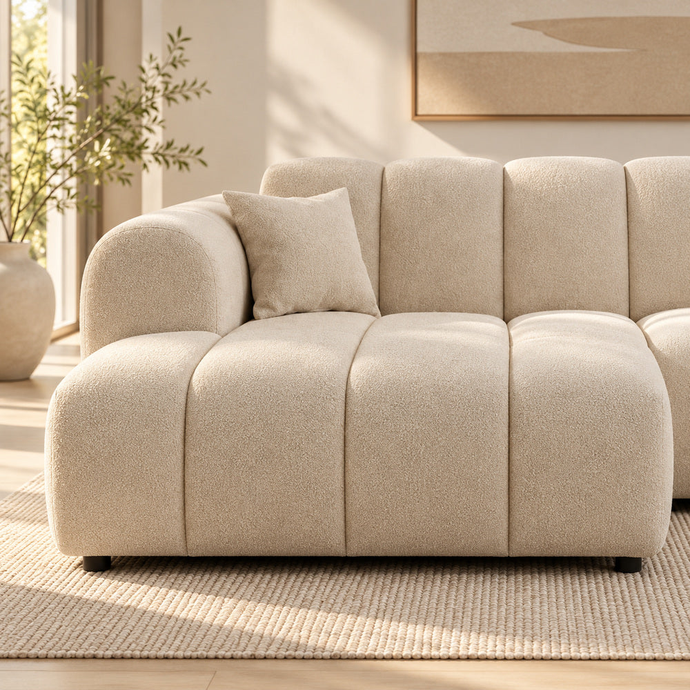 Canapé d’angle gauche en tissu Cremona beige 270 x 156 cm – Astrus