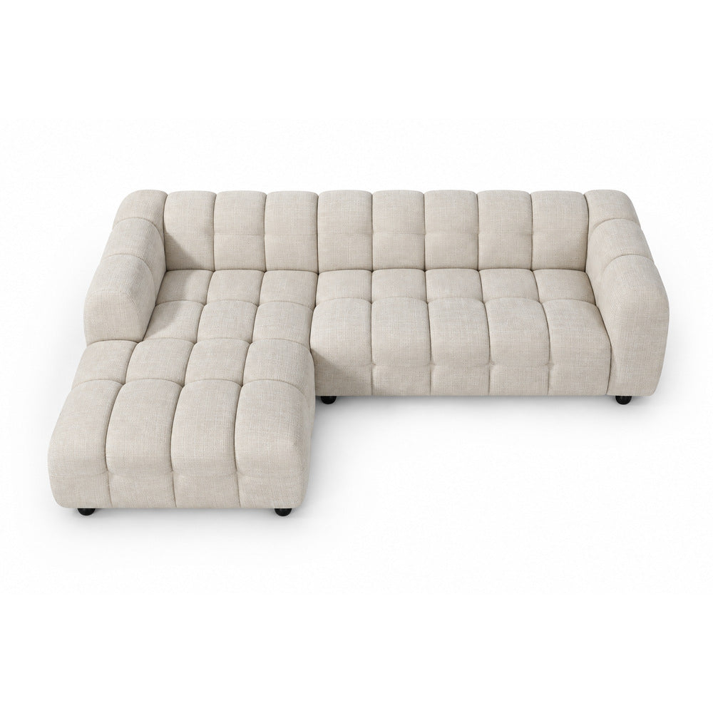 Canapé d’angle gauche en tissu Cremona beige 278 x 168 cm – Monaco
