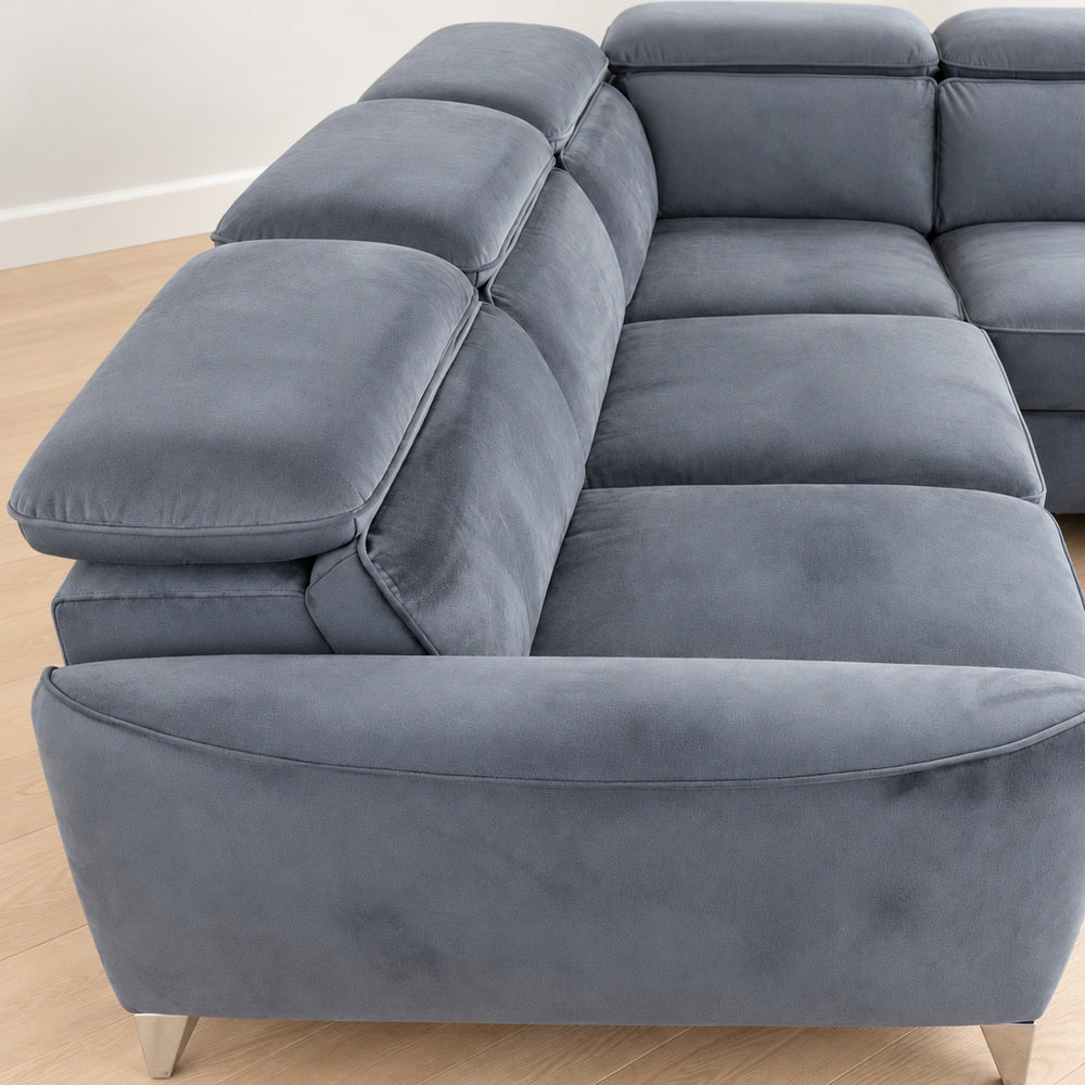 Canapé d’angle droit convertible avec coffre en velours anthracite – Bari