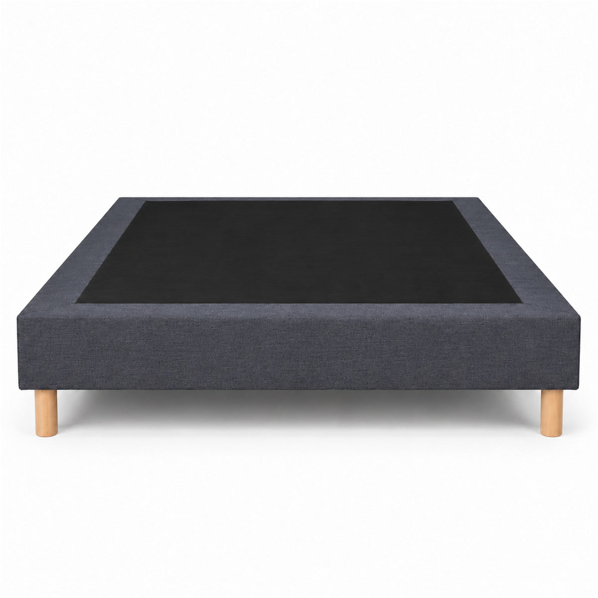 Sommier tapissier déco 160x200 cm Gris - Hauteur 30 cm - Pieds inclus