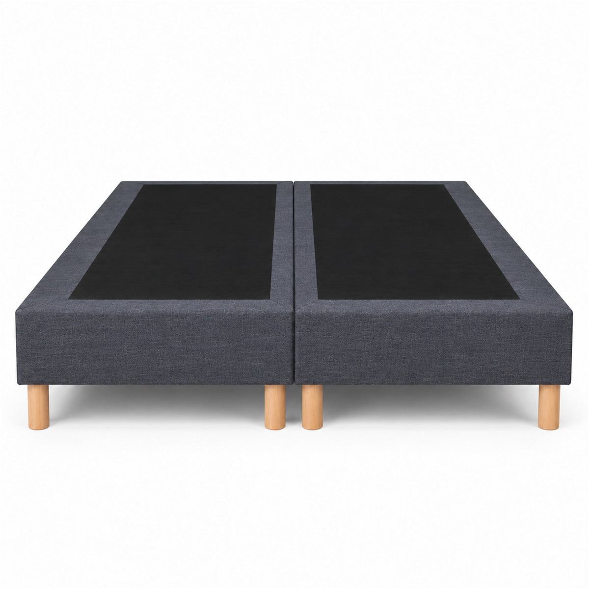 Lot de 2 sommiers tapissiers déco 90x200 cm Gris - 180x200 - Hauteur 35 cm - 8 pieds inclus