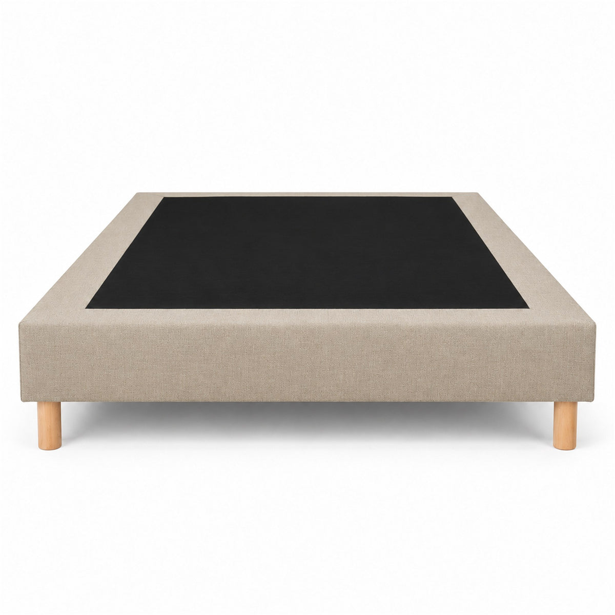 Sommier tapissier déco 140x190 cm Beige - Hauteur 30 cm - Pieds inclus
