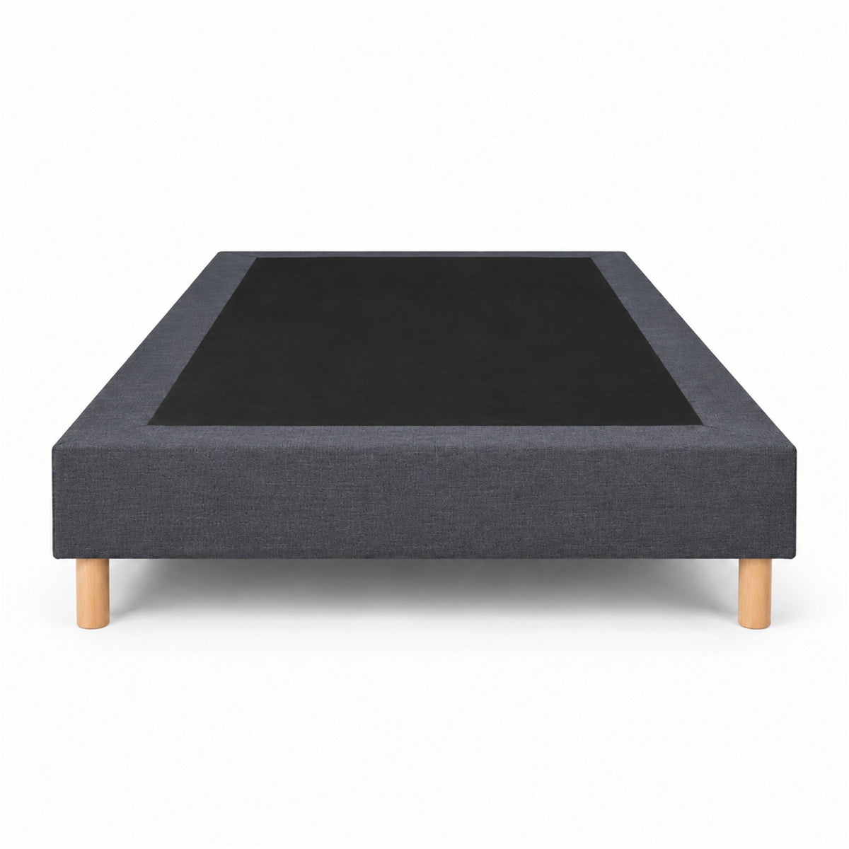 Sommier tapissier déco 140x190 cm Gris - Hauteur 35 cm - Caisse 20 cm - Pieds inclus