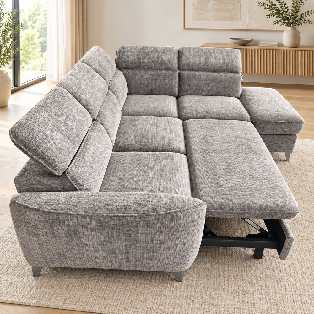 Canapé d’angle droit convertible avec coffre en tissu Cremona anthracite – Bari
