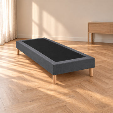 Sommier tapissier déco 80x200 cm Gris - Hauteur 30 cm - Pieds inclus