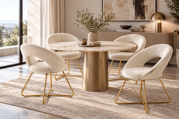 Lot de 4 Chaises BUBBLE Gold velours - Blanc doudou