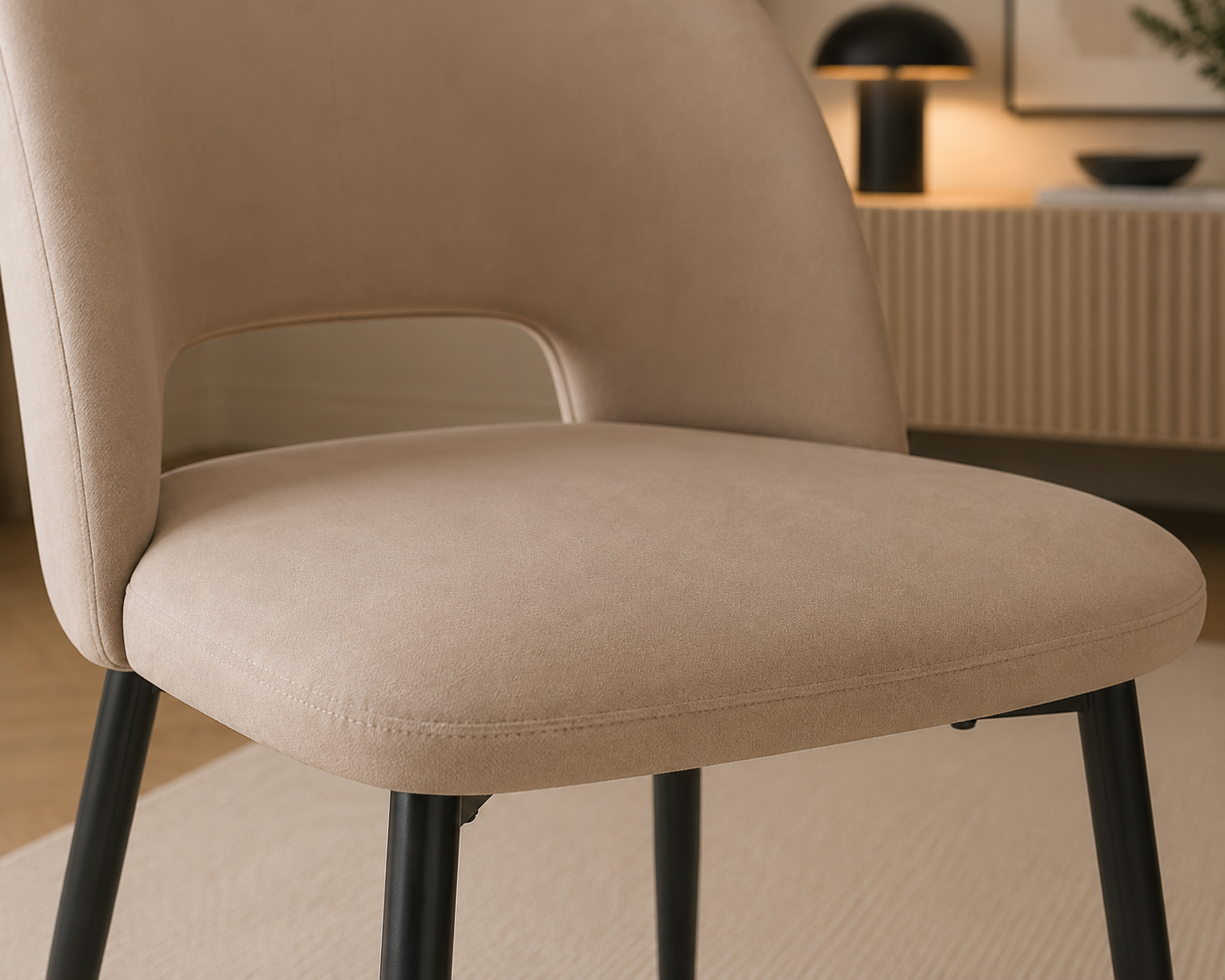 Lot de chaises AVA Métal noir Velours #couleur_taupe
