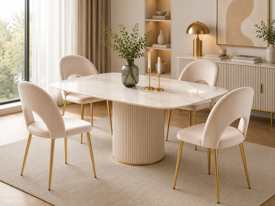 Lot de chaises TEDDY Gold velours #couleur_beige