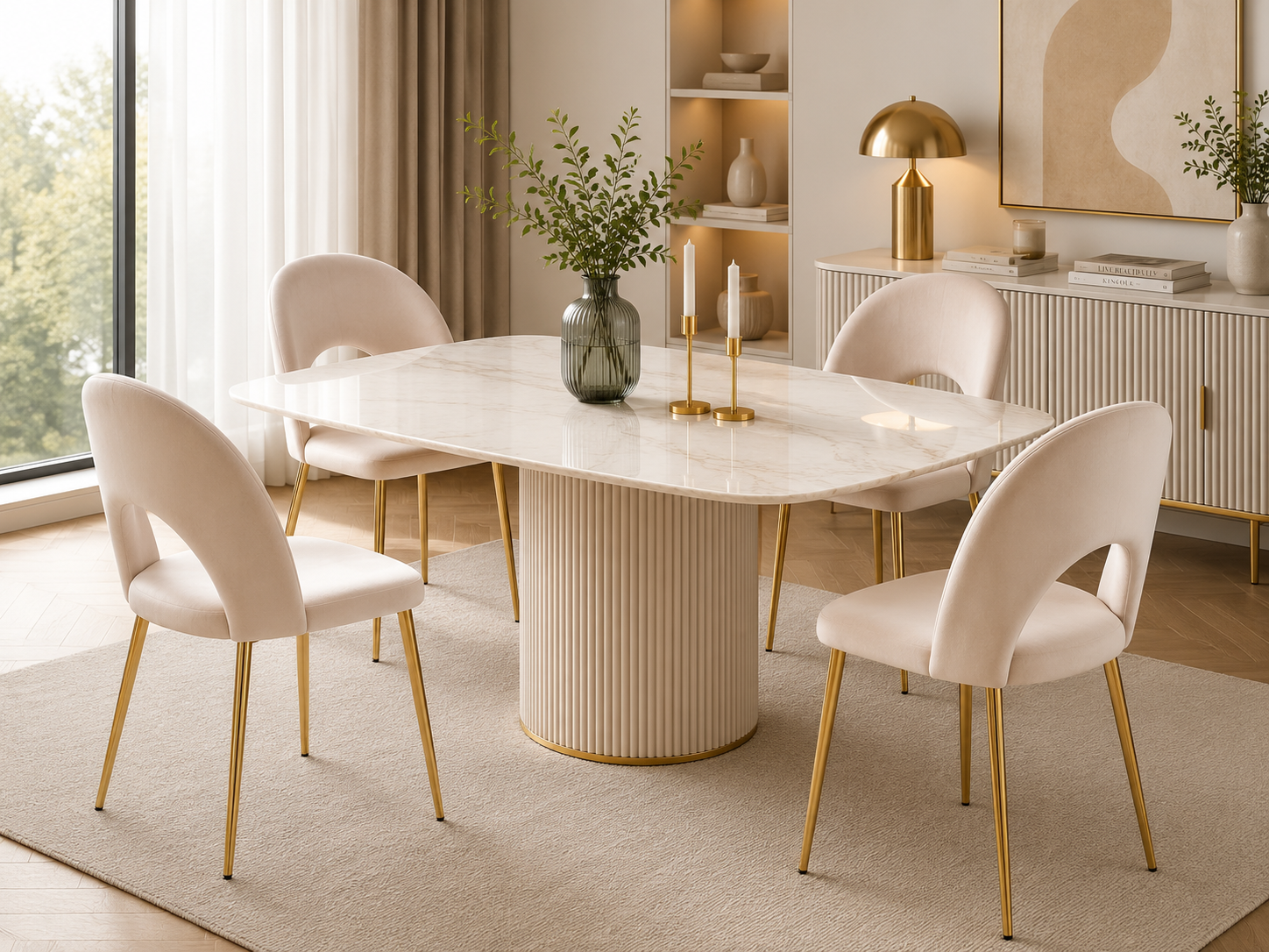 Lot de chaises TEDDY Gold velours #couleur_beige