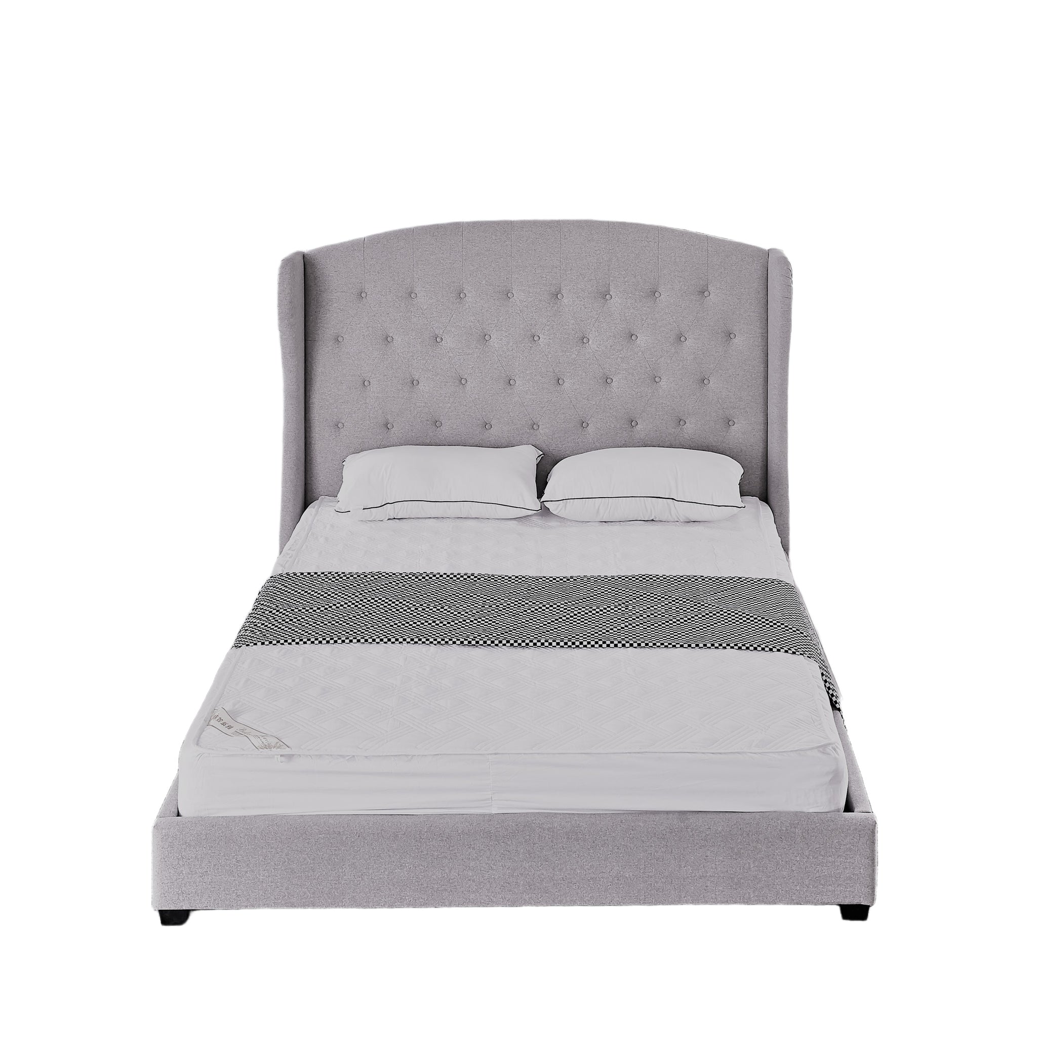 Lit BERGERAC – Tissu Gris – 140x190 cm