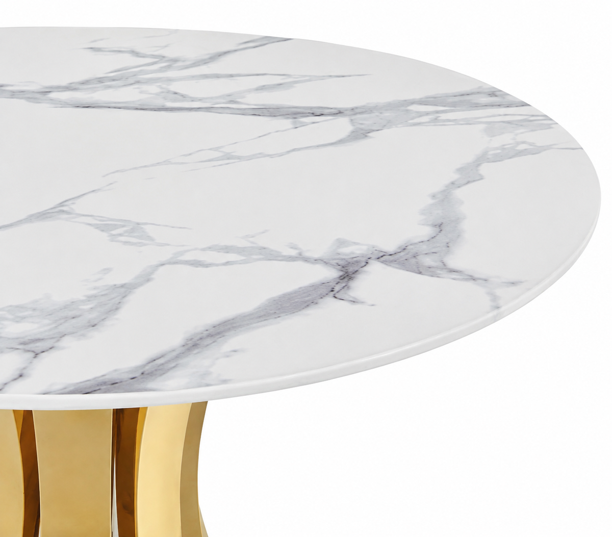 Table à Manger Ronde JUDITH – 120 cm – Pied Gold Élégant