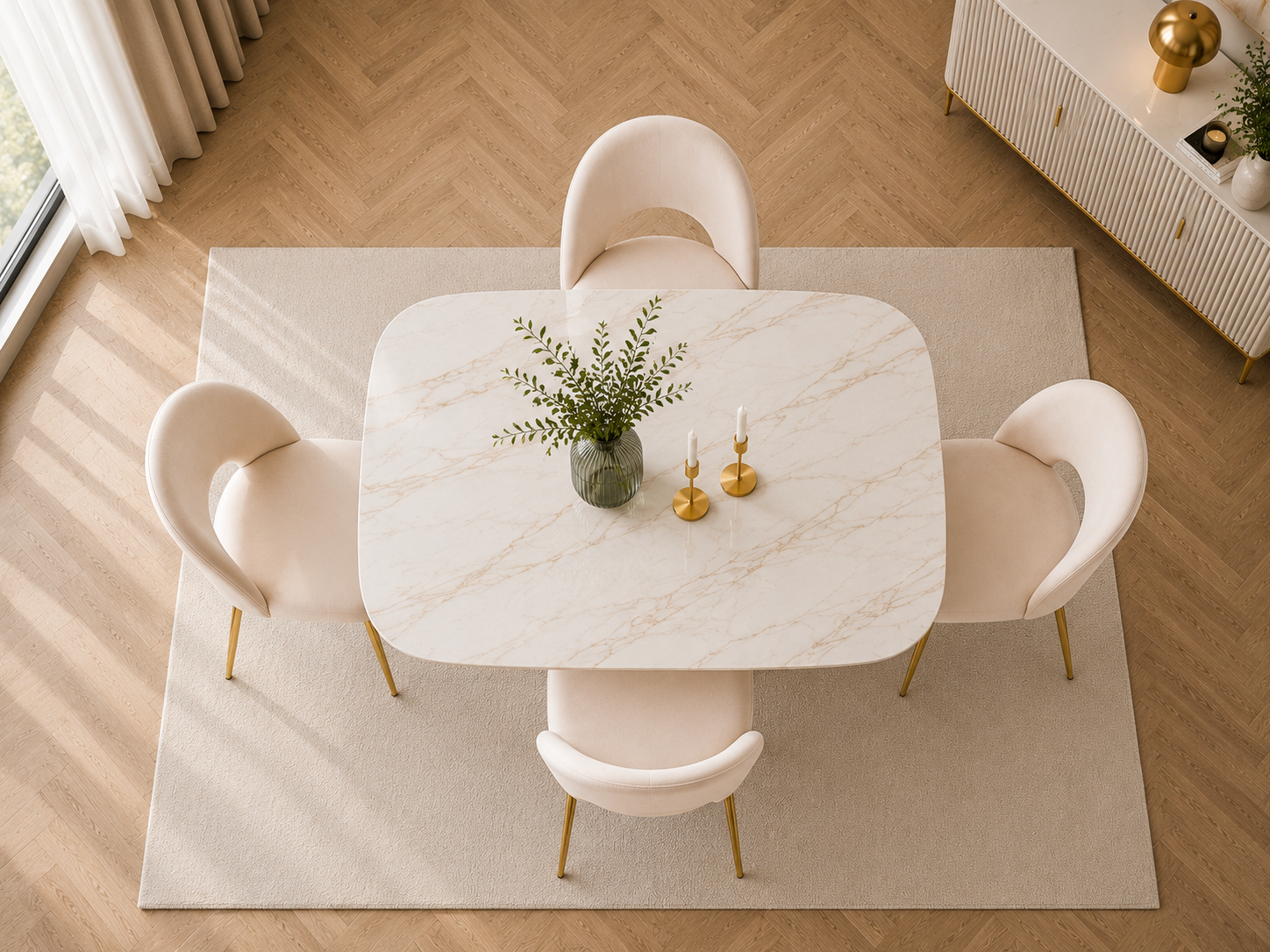 Lot de 4 chaises TEDDY Gold velours - Beige