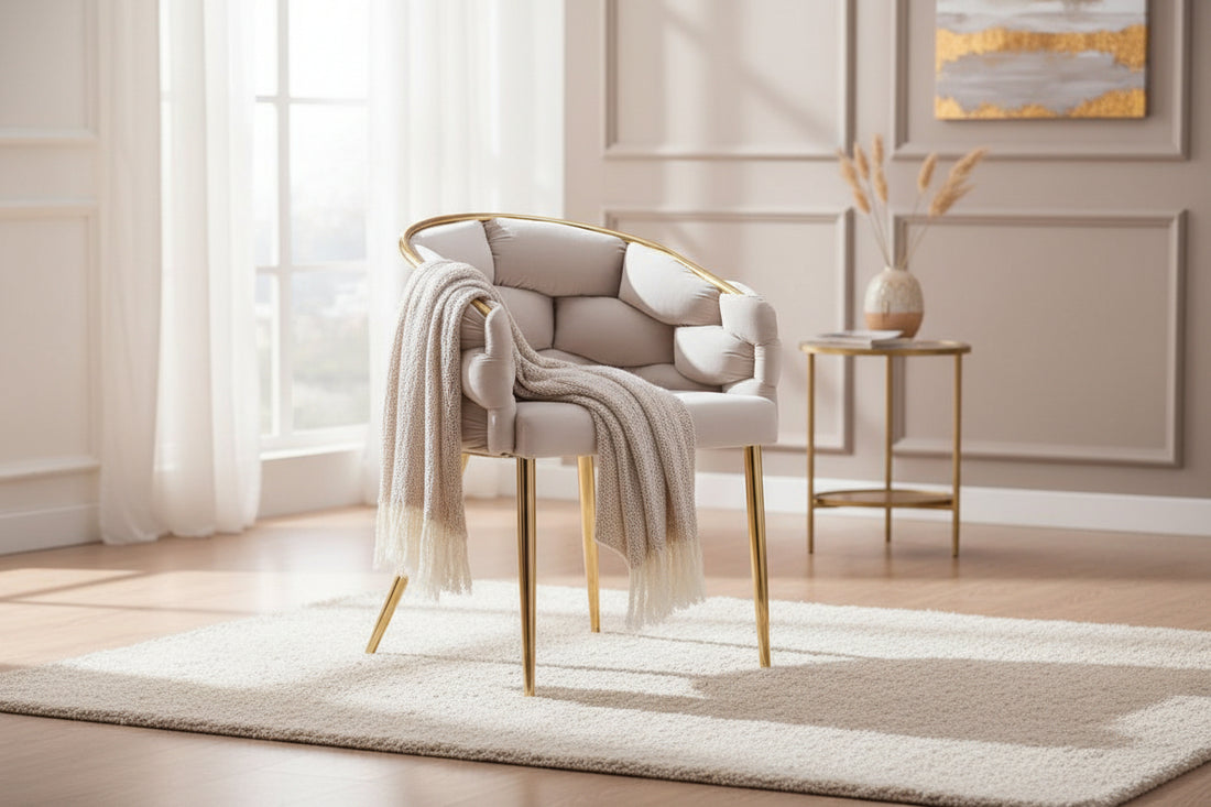 Lot de chaises BALLON pieds Gold #couleur_beige