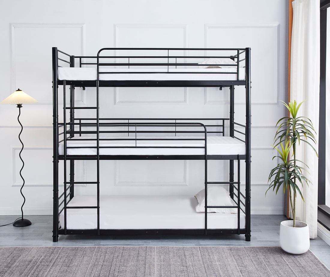 Lit superposé 3 étages TRIPLE 3 couchages 90x190 cm #couleur_noir