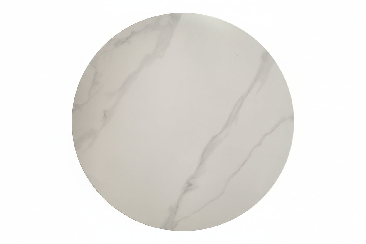 Tables basses gigognes céramique marbre blanc métal noir 80+60 cm SAMIRA