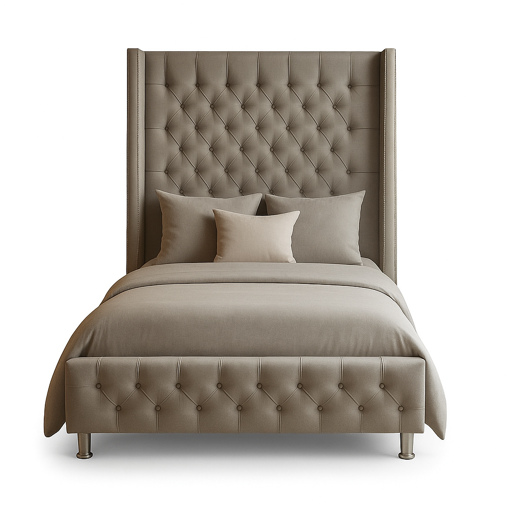 Lit Coffre BOX – Clouté – Velours – 90x190 cm – Avec sommier inclus