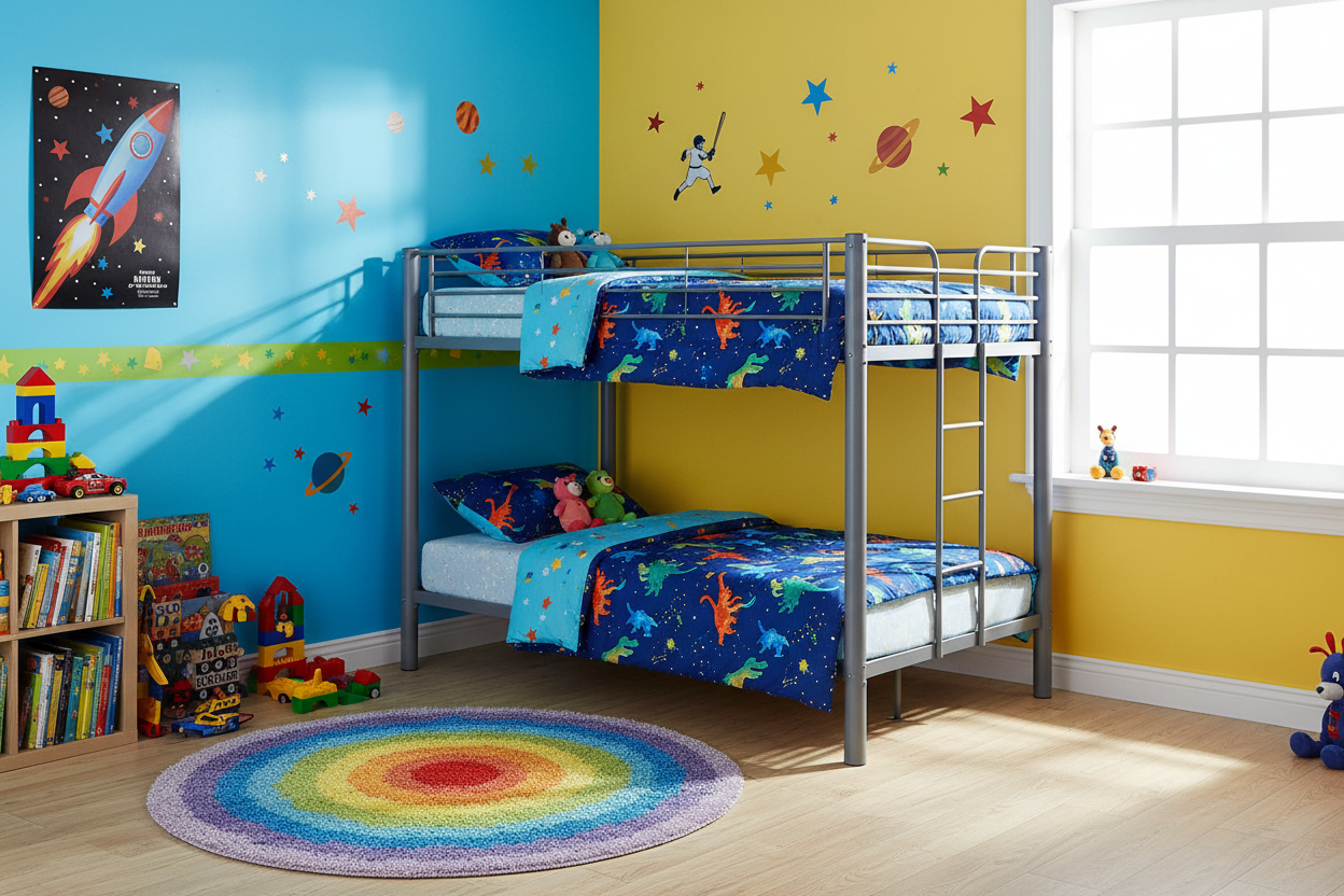 Lit superposé 4 personnes métal gris 140x190 cm COLOSSE