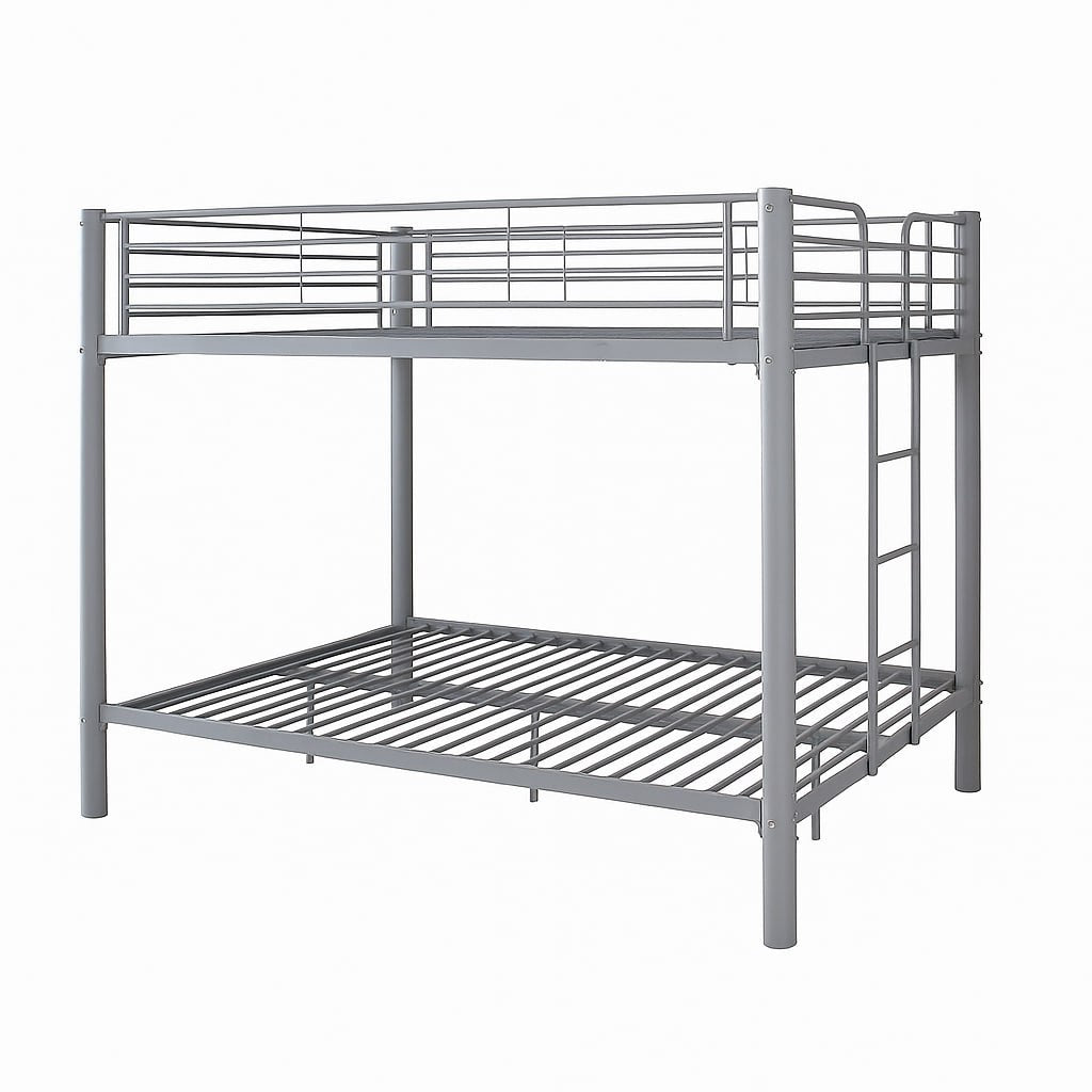 Pack Lit superposé en métal gris + matelas compris 4 places 2+2 COLOSSE 140x190 cm sommier inclus