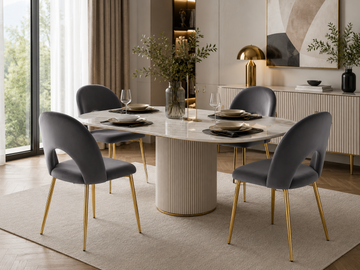 Lot de chaises TEDDY Gold velours #couleur_anthracite