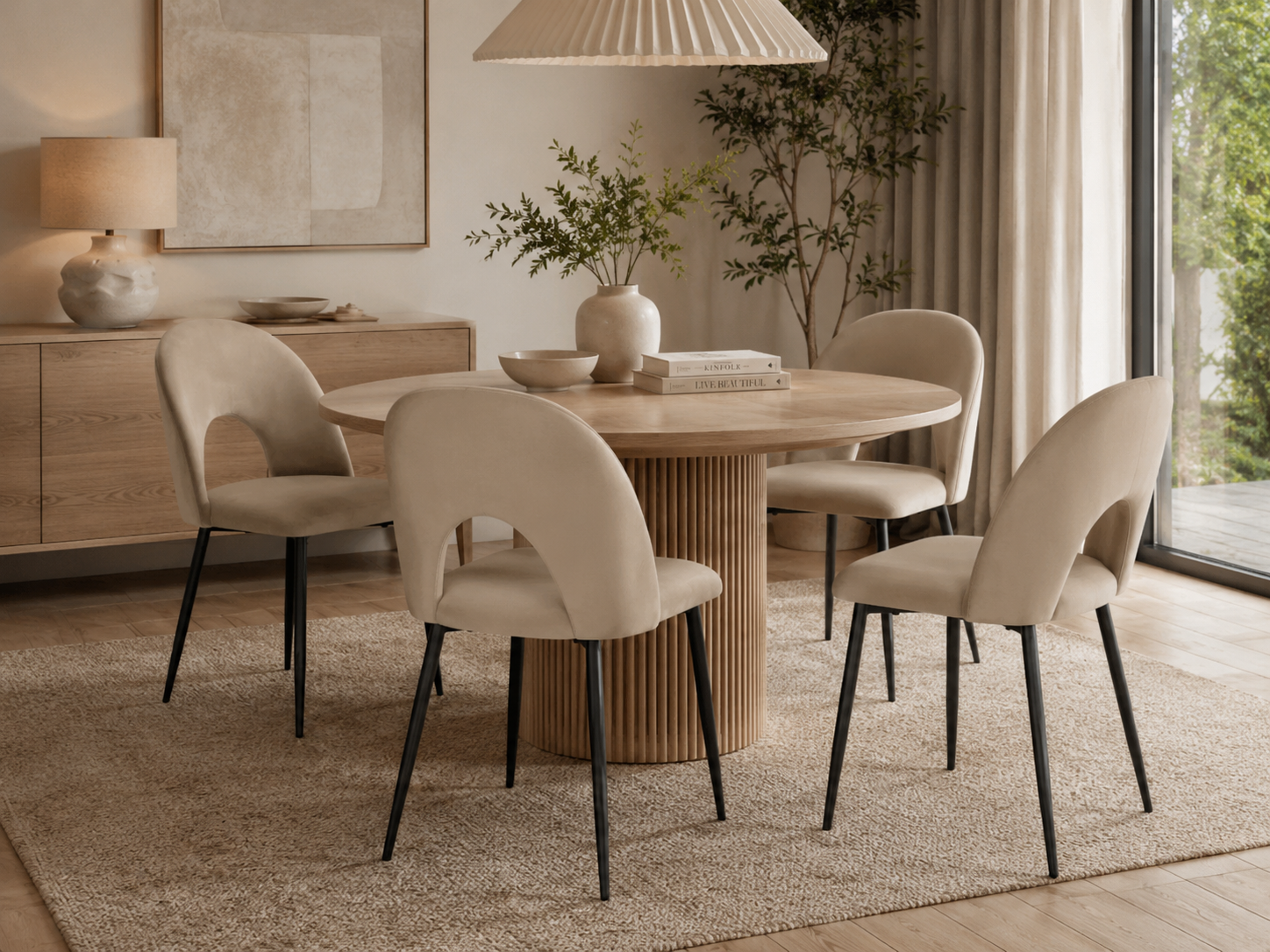 Lot de chaises TEDDY métal noir velours #couleur_taupe