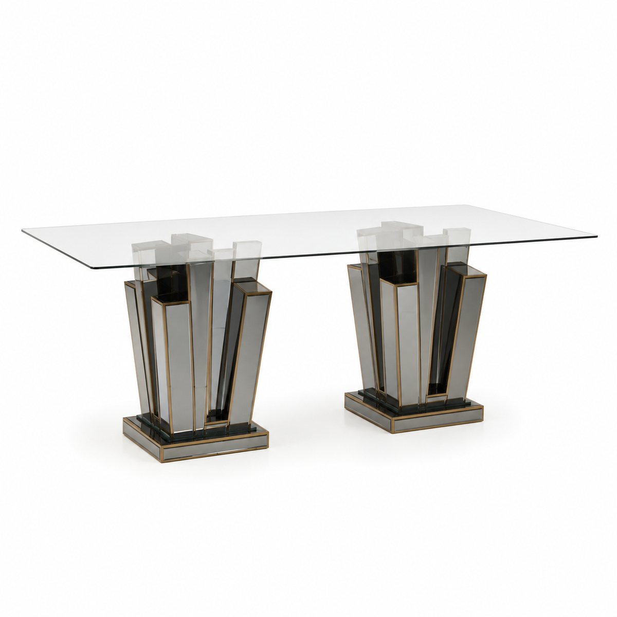 Table à manger GALAXY miroir plateau transparent
