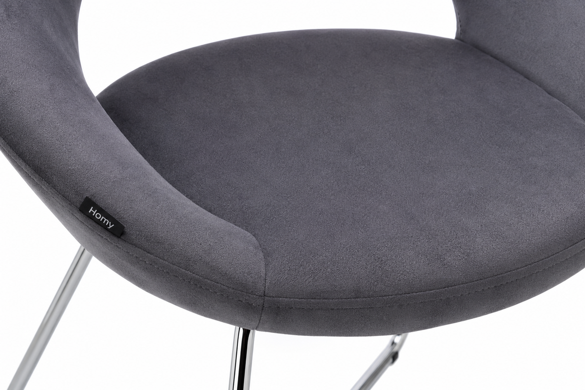 Lot de 4 Chaises BUBBLE Chrome velours - Gris