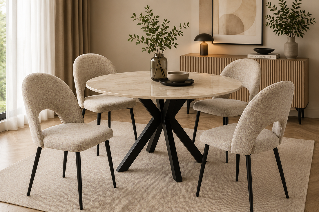 Lot de 4 chaises TEDDY métal noir velours - marron glace #couleur_marron_glace