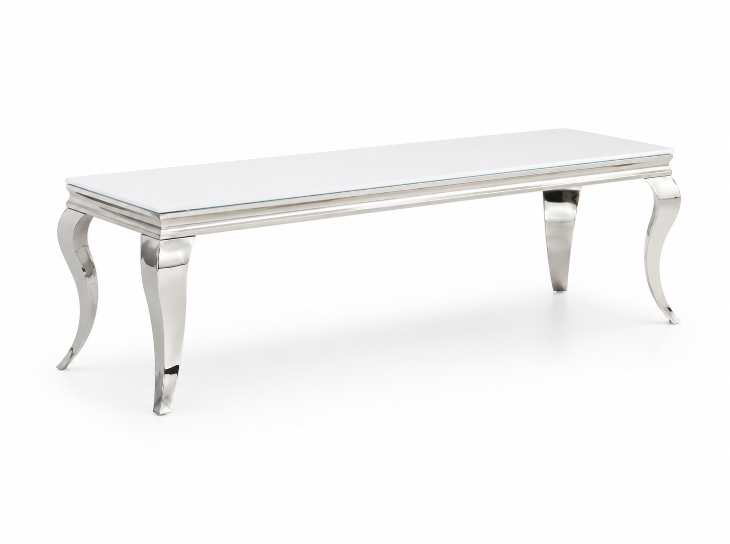 Meuble TV BAROQUE Chrome 160x45x45 cm #couleur_blanc