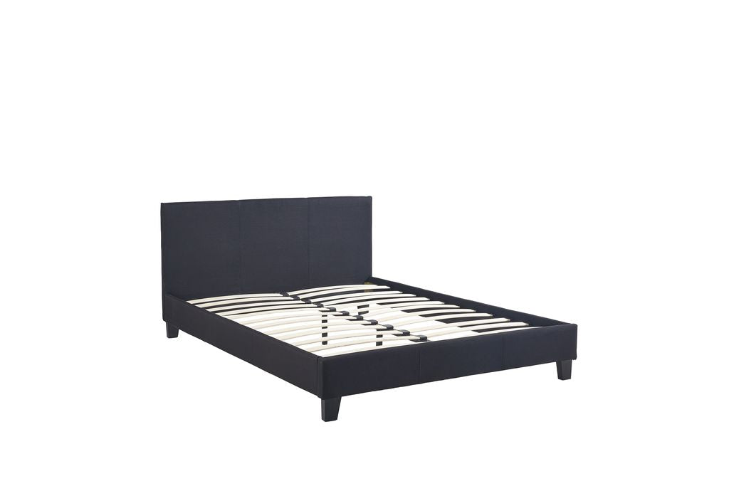 Lit 2 places 160x200 cm tissu gris sommier inclus KELIA