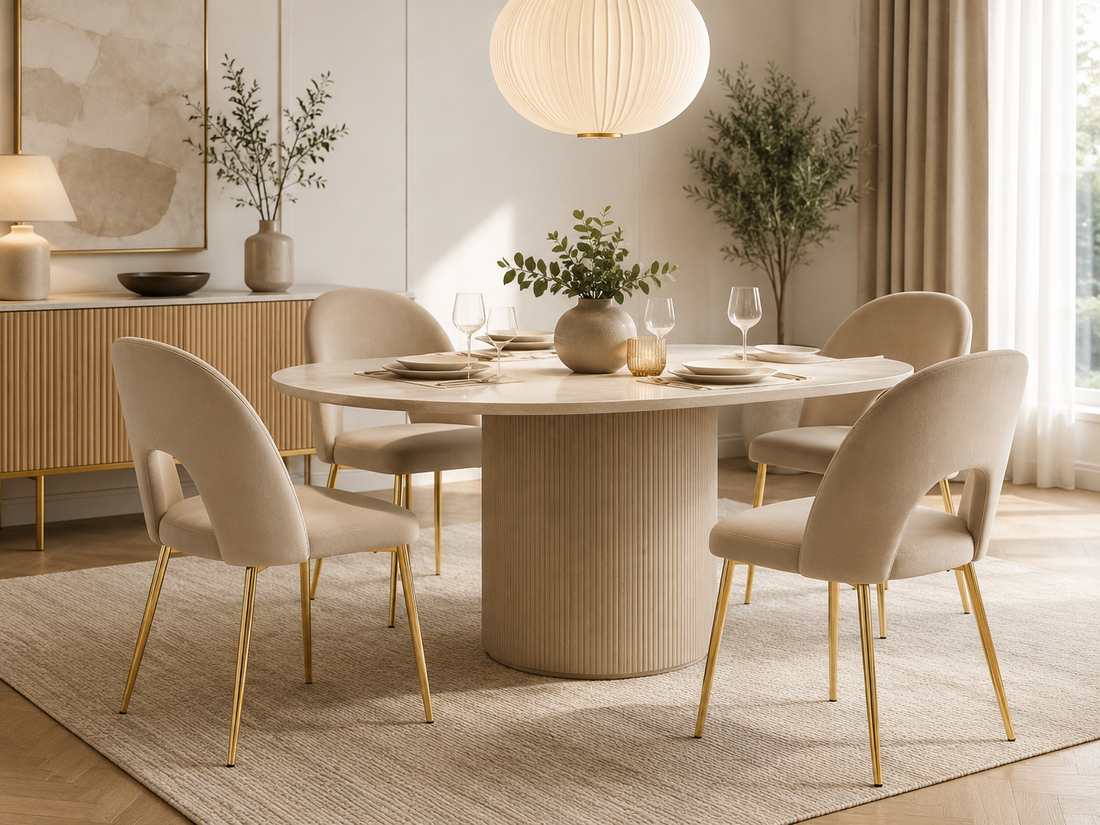 Lot de chaises TEDDY Gold velours #couleur_taupe